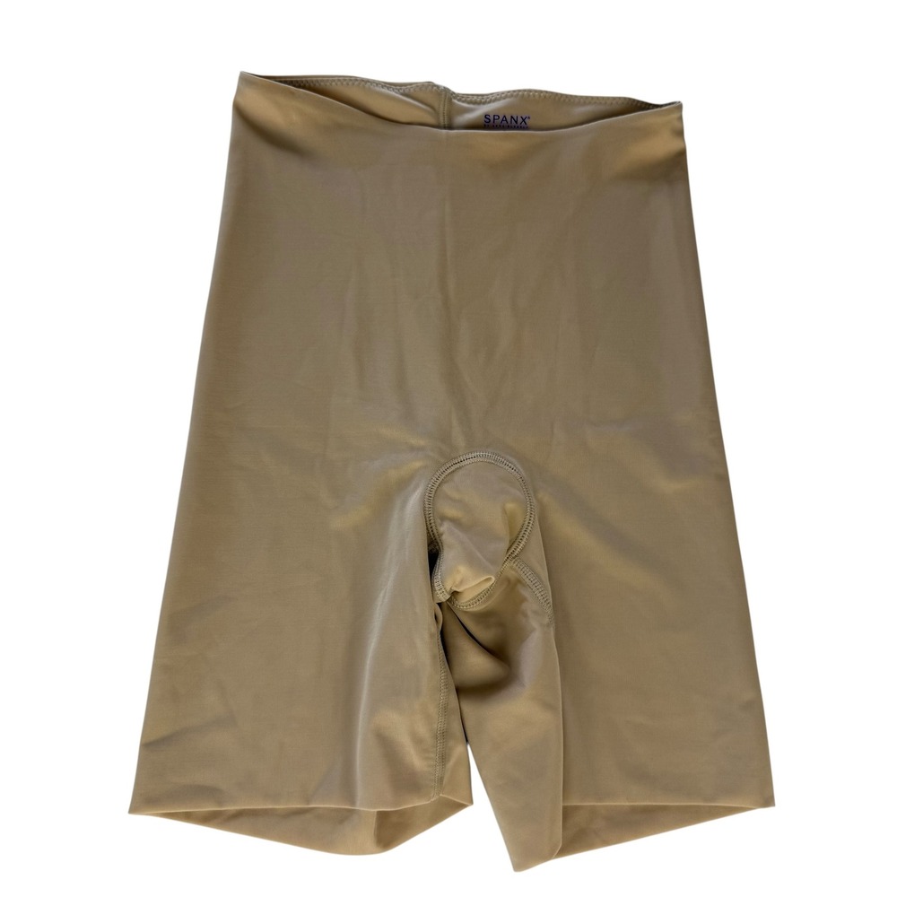 Spanx Womens High Waist Mid Thigh Shaper Shorts Tan Nude Size Small